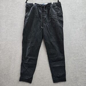Old Navy Men Pants L Black Jogger Twill Modern 27" Inseam